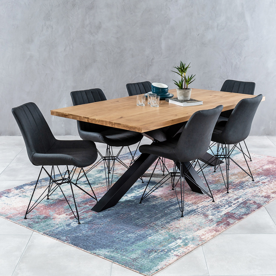 Starburst Dining Table + 6 Brogan Charcoal Chairs